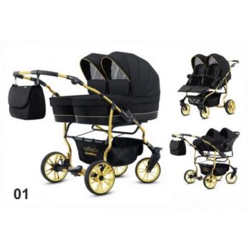 Carucior pentru gemeni Mikado GOLDSTAR 3 in 1 GS-01