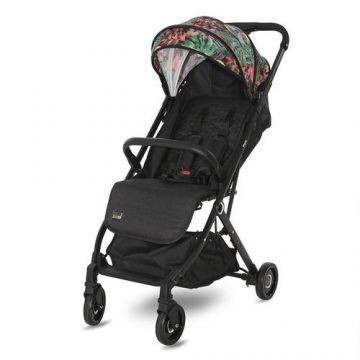 Carucior pentru nou-nascut Lorelli, Myla, tip troller, pliabil, acoperitoare picioare, spatar si copertina reglabile, cos accesorii, bara de protectie detasabila, centura de siguranta cu prindere in 5 puncte, Tropical Flowers