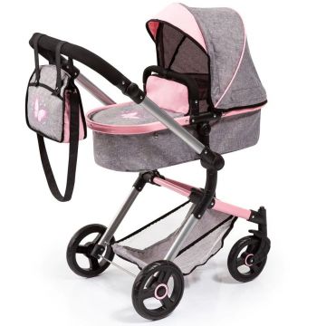 Carucior pentru papusi Bayer Neo Vario Gri cu Roz