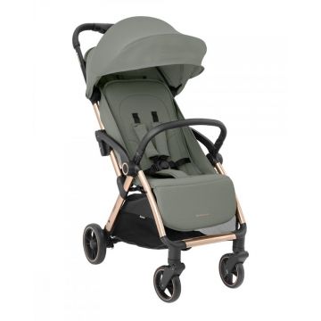 Carucior sport autofold KikkaBoo Eden ArmyG,cadru din aluminiu cu vopsea cromata,sistem automat de pliere compacta,roti pivotante cu suspensii,spatar si suport picioare reglabile,capotina,recomandat de la nastere pana la 22kg