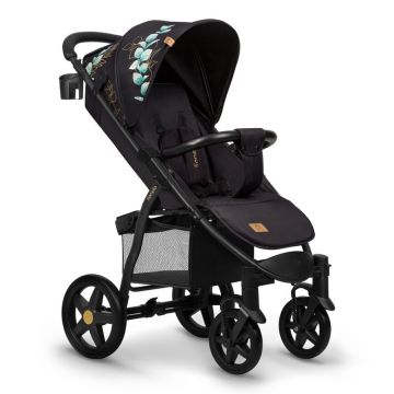 Carucior sport, Lionelo, Annet Plus Golden Moments, Editie limitata, De la nastere, Cu accesorii si capotina XXL reglabila, 0 - 22 Kg, Conform cu standardele europene de securitate EN1888-1 si EN1888-2, Negru