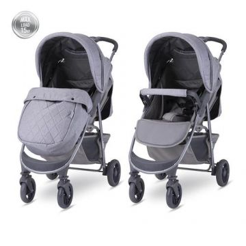 Carucior sport Lorelli Olivia Basic, cu husa de picioare, spatar si copertina reglabile, prindere centura in 5 puncte, material impermeabil, suspensie individuala, Cool Grey