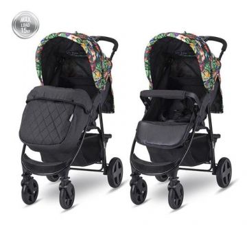 Carucior sport Lorelli Olivia Basic, cu husa de picioare, spatar si copertina reglabile, prindere centura in 5 puncte, material impermeabil, suspensie individuala, Tropical Flowers