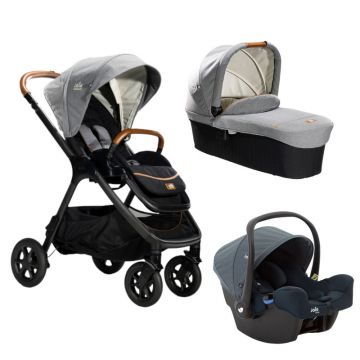 Joie - Carucior pentru copii multifunctional 3 in 1 Finiti Signature Carbone/Lagoon (Carucior Finiti Carbone + Landou Ramble Carbone+ scoica i-Snug Lagoon)