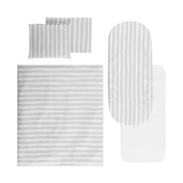 Set lenjerie pentru carucior Lorelli Grey Stripe