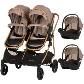 Carucior gemeni Chipolino Duo Smart 3 in 1 golden beige