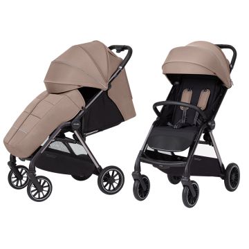 Carucior sport cu roti de cauciuc, pliere automata, protectie UV 50 Carrello Delta Wheat Beige