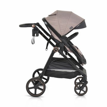 Carucior transformabil 2in1 Moni Tokyo Beige pana la 22 kg,Cadru din aluminiu,Maner parental si Spatar reglabile,Scaun reversibil,Roti spuma EVA pivotante cu amortizor,Baldachin,Husa picioare,Geanta,Plasa insecte,Suport pahar