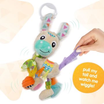 Jucarie carucior sau scaun auto Playgro cu inele pentru dentitie Sensory Friend Lupe Llama