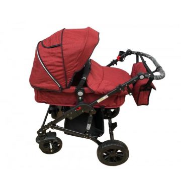 Carucior 2 in 1, reversibil, pliabil, suspensii duble, Teknum 6618, rosu