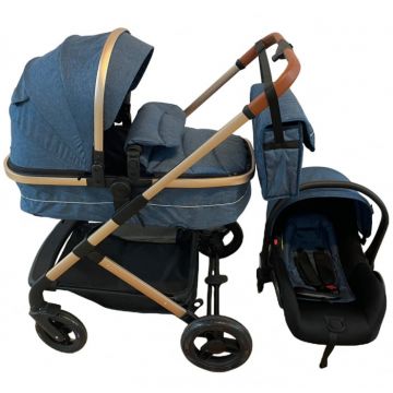 Carucior 3 in 1 transformabil landou-sport, scoica 508P Albastru