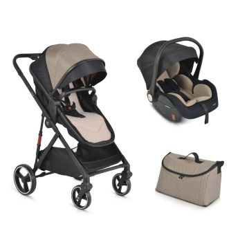 Carucior combinat 2 in 1 cu scoica auto I-Size (40-86 cm) Moni Marbella 2024 Bej