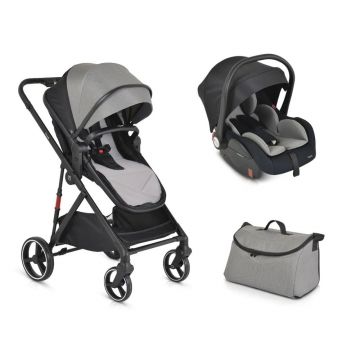 Carucior combinat 2 in 1 cu scoica auto I-Size (40-86 cm) Moni Marbella 2024 Gri