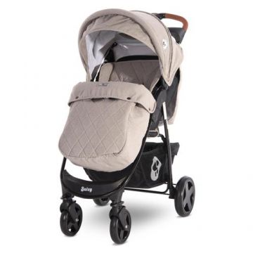 Carucior Lorelli Daisy cu acoperitoare pentru picioare, reglabil, de la 6 luni+, 4 roti (Crem)