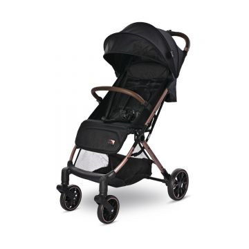 Carucior pentru nou-nascut, Lorelli Ribera, tip troler, dimensiuni compatibile avion, Black Pearl