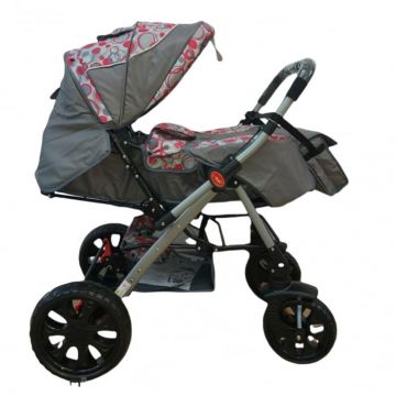 Carucior sport cu maner reversibil, pliabil, suspensii, Q7 Gri - Roz