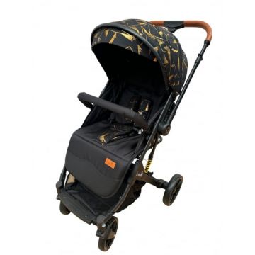 Carucior sport, cu maner reversibil, suspensii pe cadru, pliabil si troler, C1 Negru cu auriu