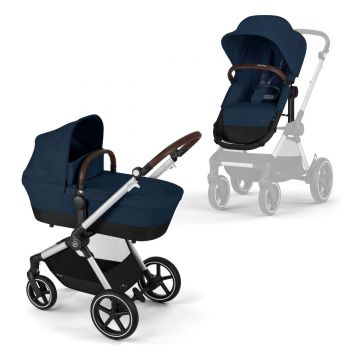 Carucior transformabil Cybex Gold Eos Lux Ocean Blue cu cadru argintiu