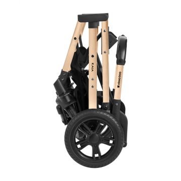 Carucior transformabil 3 in 1 KikkaBoo cu sezut reversibil,cadru din aluminiu,suspensii,copertina XXL,geanta mamici,suport pahar si husa pentru picioare incluse Kaia Black 2024 scaun auto i-Size