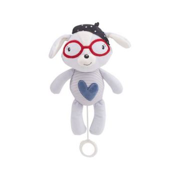 Jucarie din plus muzicala pentru copii KikkaBoo Blue Heart Love Rome,utilizare patutcarucior, cantece de leagan, din plus moale, cu inel pentru agatare,potrivita de la nastere