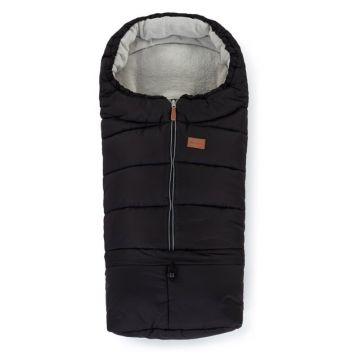 Sac de iarna, Petite&Mars, Jibot, Pentru carucior, landou sau scaun auto, 100x48 cm, Impermeabil, Cu elemente reflectorizante, Extensibil, 3 in 1, Black