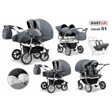 Carucior 3 in 1 pentru gemeni Mikado Duet Lux D-01