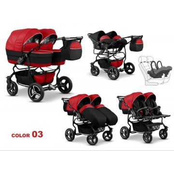 Carucior 3 in 1 pentru gemeni Mikado Twin T-03