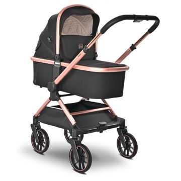 Carucior 3 in 1, Lorelli Reya, maner reversibil, pana la 22 kg, Black Jasper