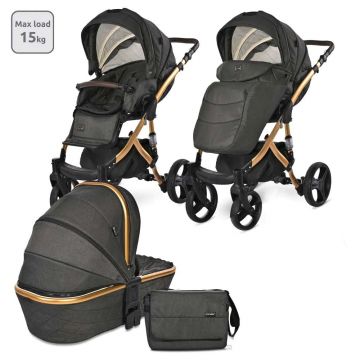 Carucior combinat 2 in 1 Lorelli Premium Rimini 2024 Black Jasper