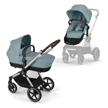 Carucior transformabil Cybex Gold Eos Lux Sky Blue cu cadru taupe