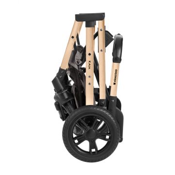 Carucior transformabil 3 in 1 KikkaBoo cu sezut reversibil,cadru din aluminiu,suspensii,copertina XXL,geanta mamici,suport pahar si husa pentru picioare incluse Kaia Light Grey 2024 scaun auto i-Size