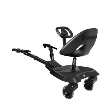 Platforma pentru atasare la carucior copii cu scaun si volan,roti pivotante cu amortizoare,scaun reversibil si detasabil cu centuri de siguranta KikkaBoo Ally XL Black