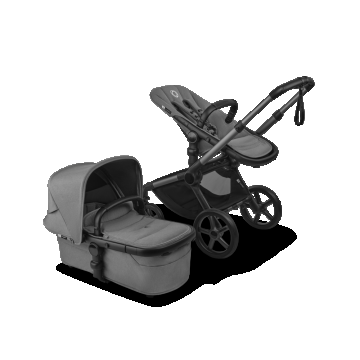 Carucior 2 in 1 Bugaboo Fox 5 Renew Graphite Moon Grey cu maner reglabil, reversibil, suspensii, cadru din aluminiu