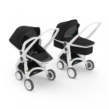 Carucior 2 In 1 Greentom, 100% Ecologic, 0 - 2.5 ani (Negru/Alb)