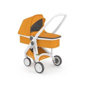 Carucior 2 In 1, Greentom, 100% Ecologic, 0-3 ani, 15 kg (Alb/Galben)