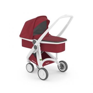 Carucior 2 In 1, Greentom, 100% Ecologic, 0-3 ani, 15 kg (Alb/Visiniu)
