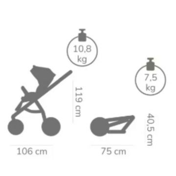 Carucior 2 in 1 Tutis Mio 3+ Beige 180 din piele, sezut reversibil, amortizoare duble, maner reglabil, accesorii incluse