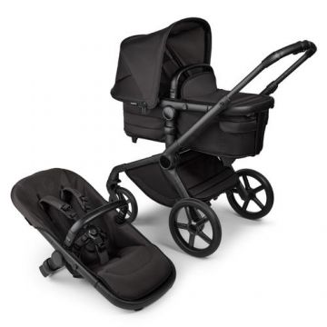 Carucior 2in1 Bugaboo Fox 5 Noir Limited Edition Black Moonlight, 0-4 ani, max 22 kg, Cos de cumparaturi 10 kg (Negru)