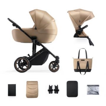 Carucior 2in1 multifunctional KinderKraft Prime 2, 0-22 kg, pliabil, UPF50+, ventilatie, reversibil, Bej