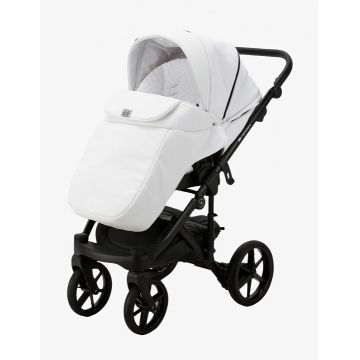 Carucior 3 in 1 Adamex Olivia Full Ecoleather SA1 Pure White cu scaun auto iSize, landou cu suport de cap reglabil pe inaltime, parte sport reglabila pana la orizontala, roti cu suspensii SAS