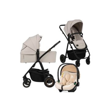 Carucior 3 in 1, Lionelo, Amber Plus, Cu scoica auto Bej testata ADAC, Reversibil, Maner ajustabil, Cu accesorii, Cu ventilatie panoramica 3D, Pana la 22 kg, EN1888-1, EN1888-2, EN1466, ECE R129, Bej