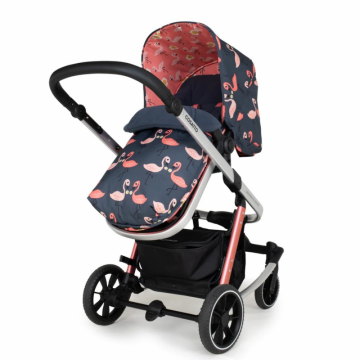 Carucior 3 in 1 pentru copii Cosatto Giggle Trail Pretty Flamingo, geanta de infasat, saculet pentru picioare, husa ploaie