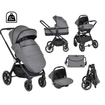 Carucior combinat 3 in 1 Cangaroo Christiano Gri Inchis pana la 22 kg