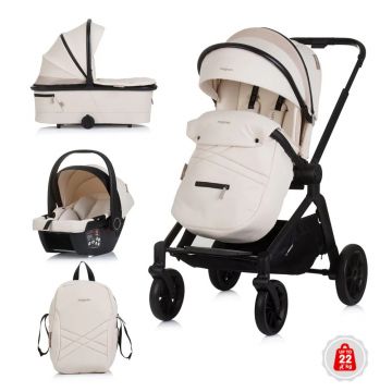 Carucior combinat 3 in 1 cu landou si scoica auto I Size (40-85 cm) Chipolino Magnum 2025 Biscuit