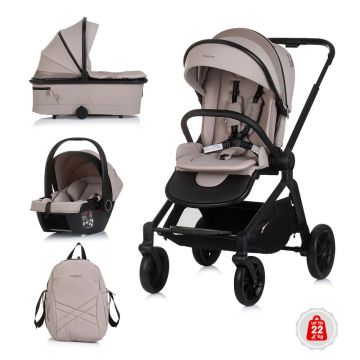 Carucior combinat 3 in 1 cu landou si scoica auto I Size (40-85 cm) Chipolino Magnum 2025 Tiramisu