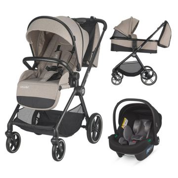 Carucior modular 3 in 1, Coccolle Lissia Butternut Beige si scoica auto Isize Knox Anthracite