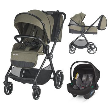 Carucior modular 3 in 1, Coccolle Lissia Moss Green si scoica auto Isize Knox Anthracite