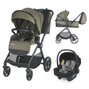 Carucior modular 3 in 1, Coccolle Lissia Moss Green si scoica auto Isize Knox Greystone