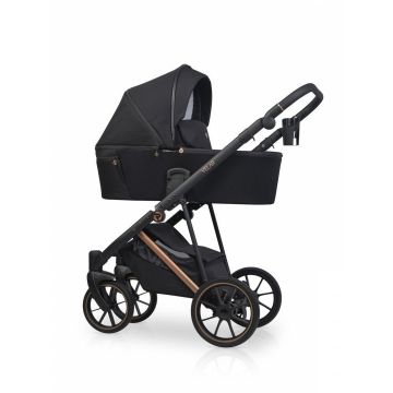Carucior pentru copii 2 in 1 Riko Velar Magma Premium Line, cu suspensii, maner reglabil pe inaltime, geanta si accesorii incluse, pana la 22 kg, Negru