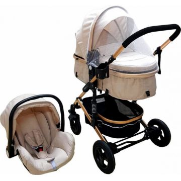 Carucior pentru copii Baby Care PRO 531 Crem 3 in 1, Cadru Aluminiu, Amortizoare, Roti din cauciuc plin, Landou, Scoica auto, Spatar reglabil 3 trepte, Plasa insecte Carucior pentru copii Baby Care PRO 531 Crem 3 in 1, Cadru Aluminiu, Amortizoare, Roti din cauciuc plin, Landou, Scoica auto, Spatar reglabil 3 trepte, Plasa insecte